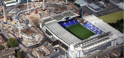 white hart lane with new stadium in the background