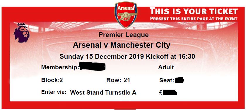 arsenal stadium tour e ticket