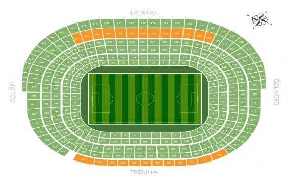 Camp Nou seating chart – Long Side 3rd Tier: 3 or 4 seats together