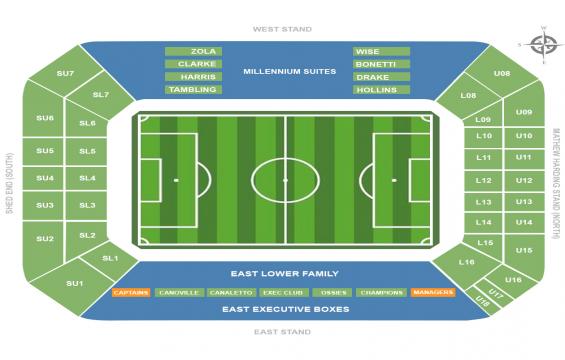 Stamford Bridge seating chart – Captains Bar or Managers Bar