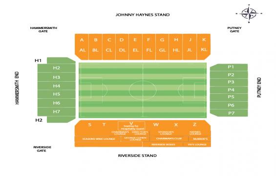 Craven Cottage seating chart – Long side