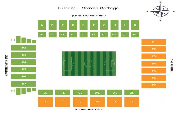 Craven Cottage seating chart – VIP or Executive-Hospitality Packages