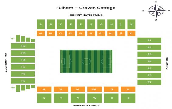 Craven Cottage seating chart – Long side Lower Tier