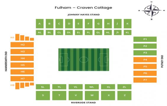 Craven Cottage seating chart – Short Side