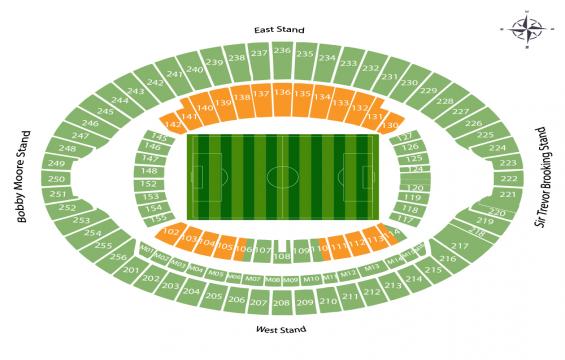 London Olympic Stadium seating chart – Long Side Lower Tier