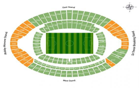 London Olympic Stadium seating chart – Short Side Upper Tier: 3 or 4 Together