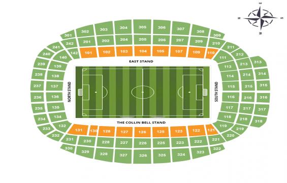 Etihad Stadium seating chart – Long side Lower Tier: 3 or 4 Together