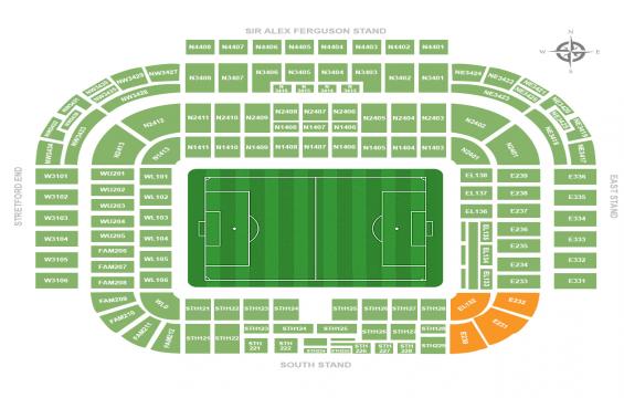 Old Trafford seating chart – Away Fans Section