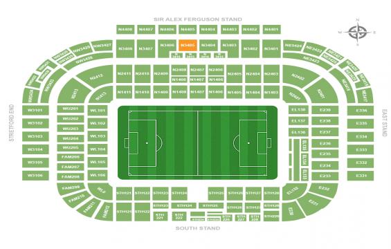 Old Trafford seating chart – Long Side Hospitality: N3405