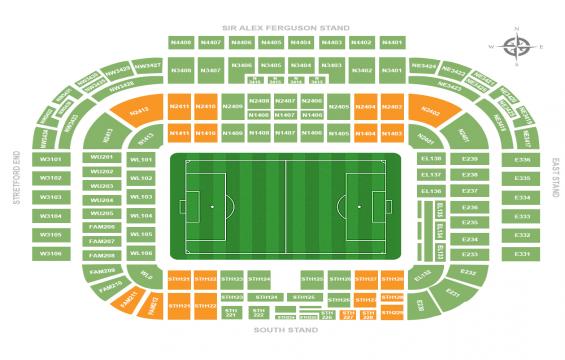 Old Trafford seating chart – Long Side Lower Tier