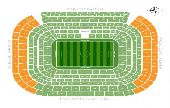 Estadio Santiago Bernabeu seating chart – Short Side Upper Tier: 3 or 4 Together