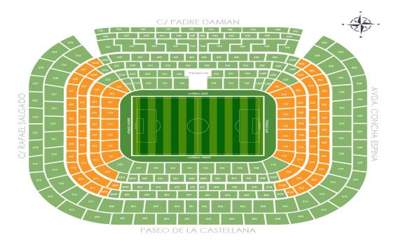 Estadio Santiago Bernabeu seating chart – Short Side Lower Tier