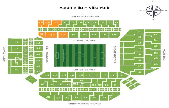 Villa Park seating chart – Away Fans Section