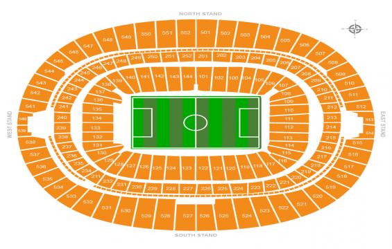 Wembley Stadium seating chart – Best Available: A