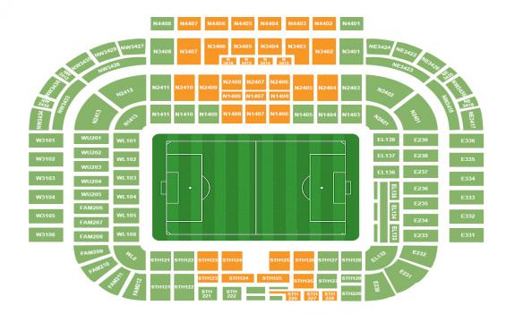 Old Trafford seating chart – Long Side Central Upper Tier