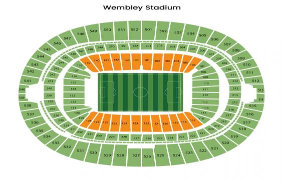 Wembley Stadium seating chart – Long side Lower Tier: B