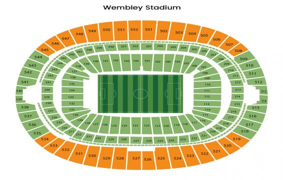 Wembley Stadium seating chart – Long Side Upper Tier: B