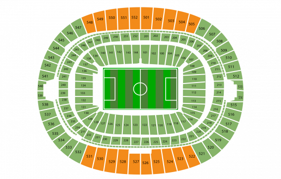 Wembley Stadium seating chart – Long Side Central Upper Tier: B