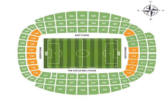 Etihad Stadium seating chart – Short Side Lower Tier: 3 or 4 Together