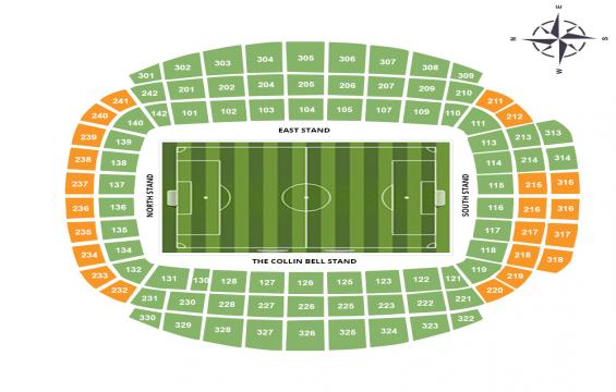Etihad Stadium seating chart – Short Side Upper Tier: 3 or 4 Together