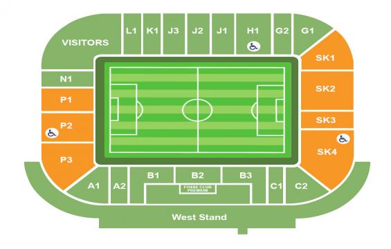 King Power Stadium seating chart – Short Side