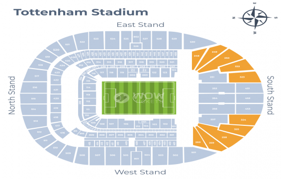Tottenham Hotspur Stadium seating chart – South Stand Upper Tier