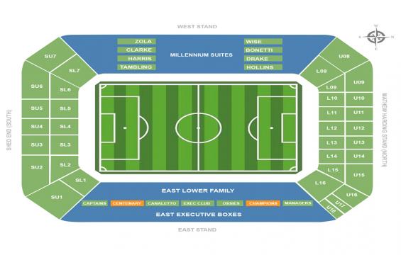 Stamford Bridge seating chart – Centenary Club or Champions Club
