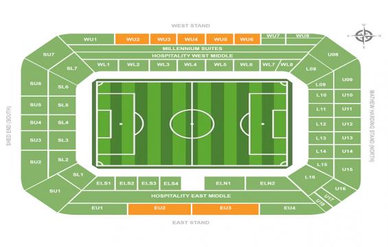 Stamford Bridge seating chart – Long Side Central Upper Tier