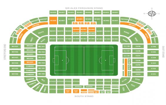 Old Trafford seating chart – Museum Package